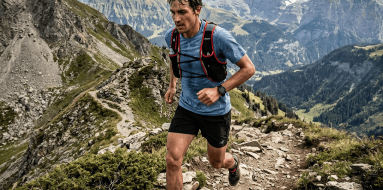 Runner tackling a difficult trail
